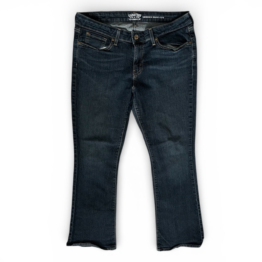 Signature Women's Deep Indigo Boot Cut Jeans size 14S/C